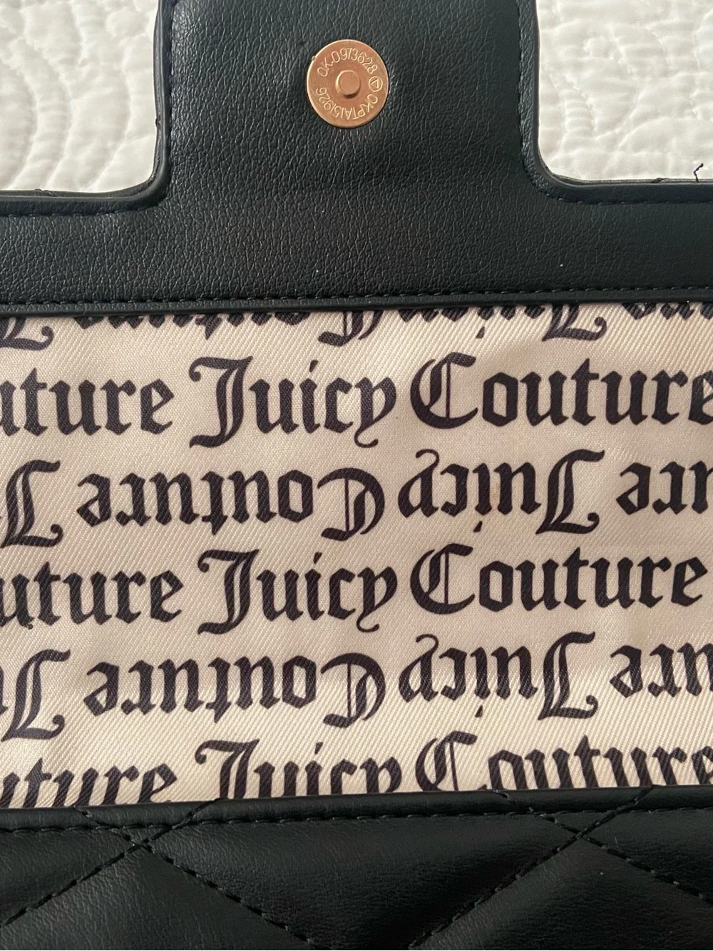 Juicy Couture Black Quilted Clutch Wristlet with Jeweled Logo